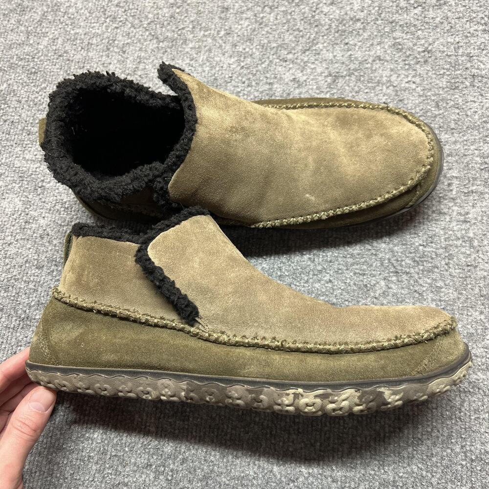 L.L. Bean Cozy Bootie Slippers Mens Size 12 Brown Suede Faux Fur Lined Slip On